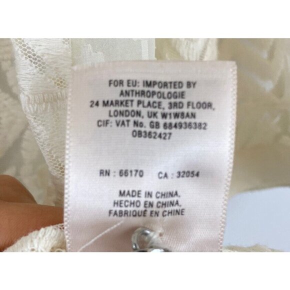 Vanessa Virginia Anthropologie Womens Sz 6 Embroidered Tulle Tunic Top Popover - Picture 10 of 11